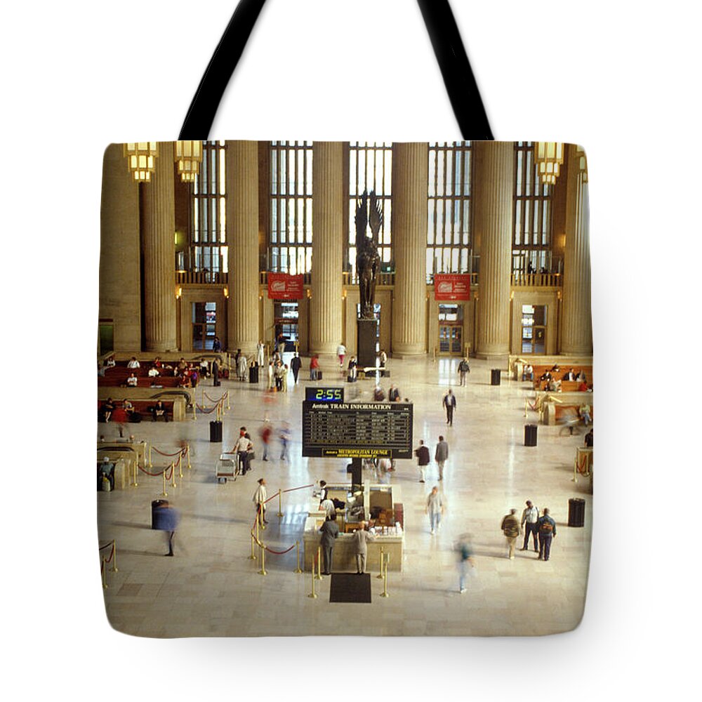 Photography Tote Bag featuring the photograph 1990s 30th Street Train Station by Vintage Images