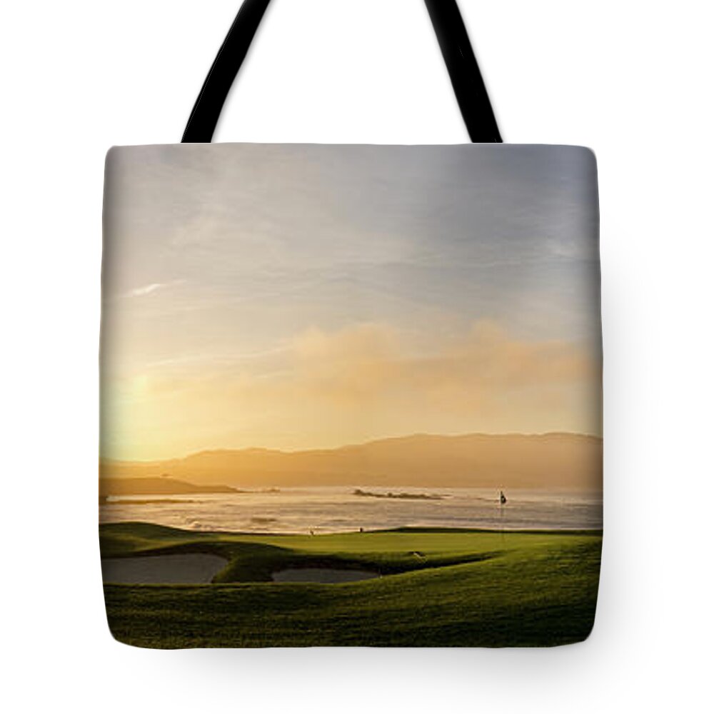 Photography Tote Bag featuring the photograph 18th Hole With Iconic Cypress Tree #2 by Panoramic Images