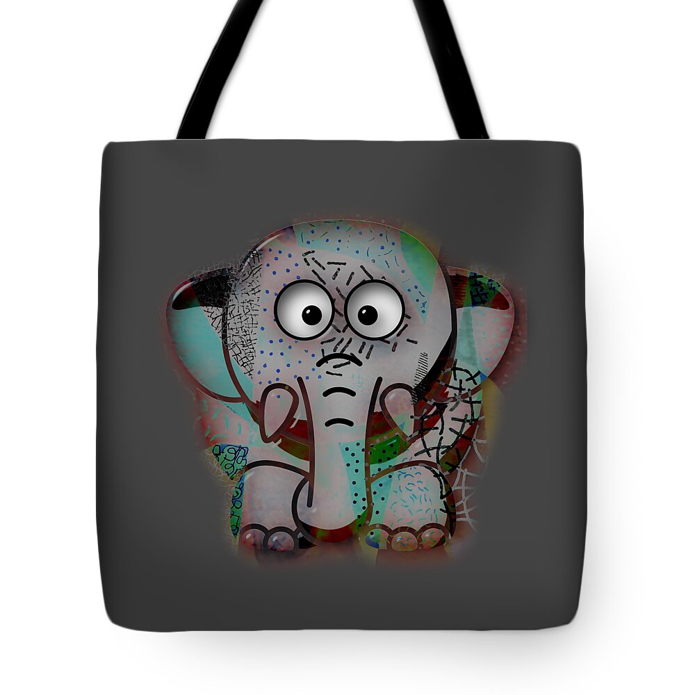 Baby Elephant Tote Bag featuring the mixed media Baby Elephant #2 by Marvin Blaine