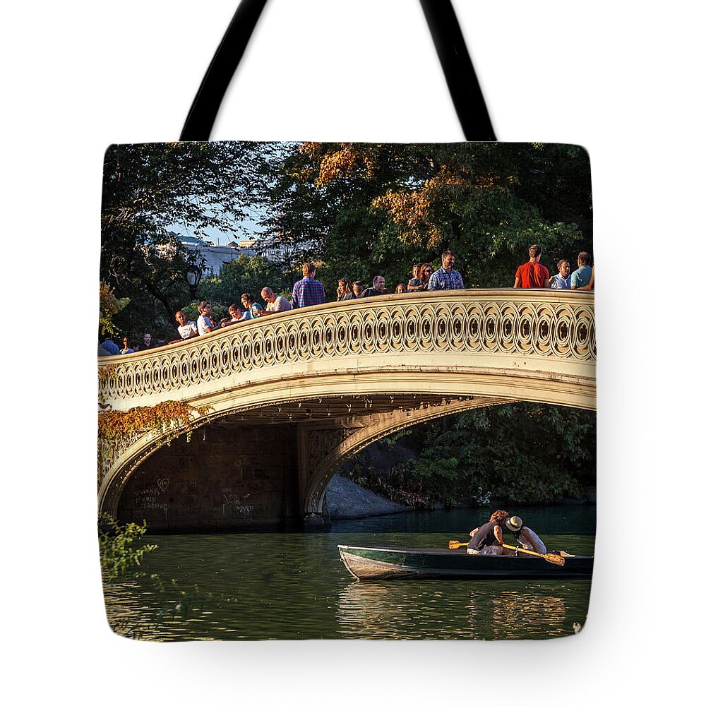 Estock Tote Bag featuring the digital art Bow Bridge, Central Park, Nyc #2 by Antonino Bartuccio