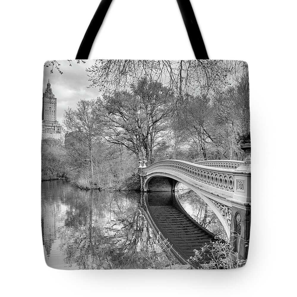 Estock Tote Bag featuring the digital art Bridge & Lake, Central Park Nyc #2 by Lumiere