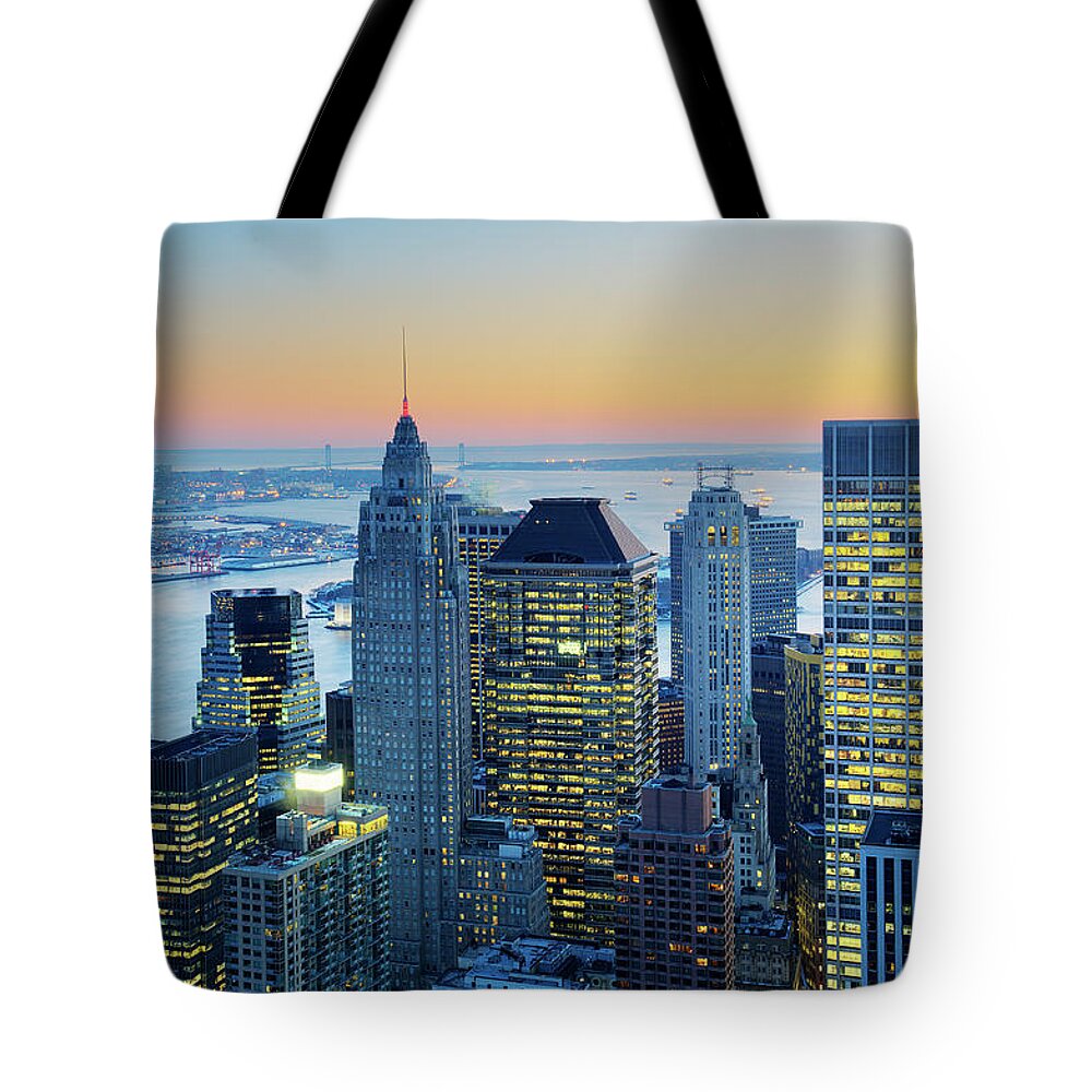 Tranquility Tote Bag featuring the photograph Downtown Manhattan #2 by Tony Shi Photography