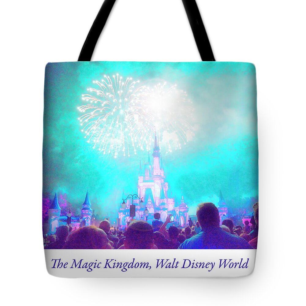 Magic Kingdom Tote Bag featuring the photograph Fireworks, Magic Kingdom, Walt Disney World #2 by A Macarthur Gurmankin