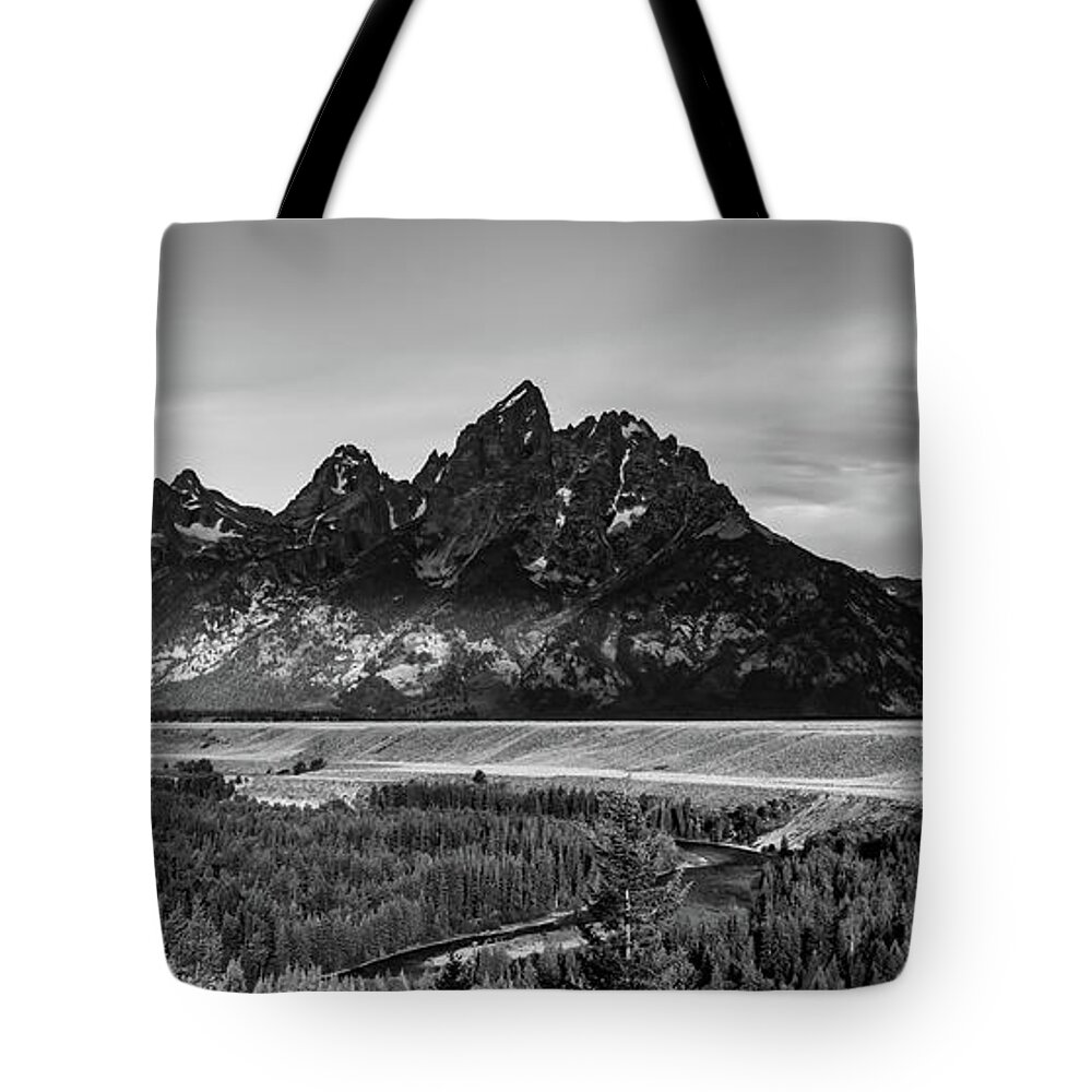 View Tote Bag featuring the photograph Grand Teton mountains scenic view #2 by Alex Grichenko