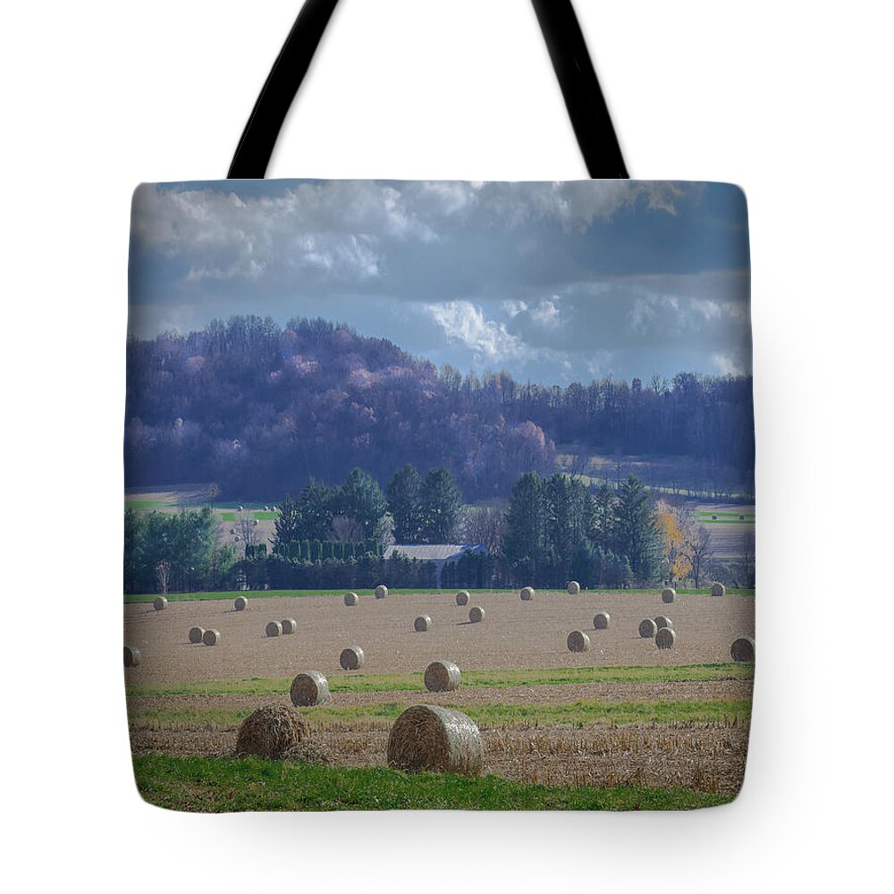 Hay Tote Bag featuring the photograph Hay Bale Harvest #2 by Phil S Addis