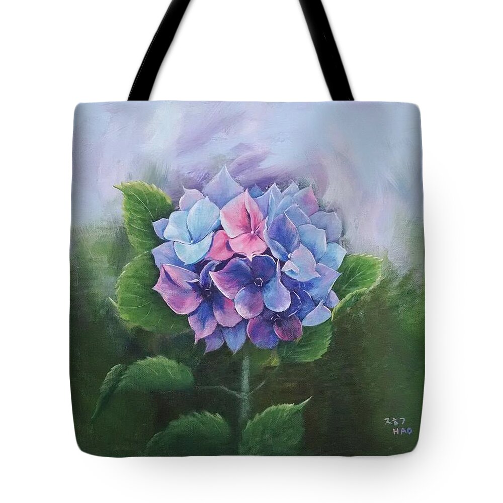 Hydrangea Tote Bag featuring the painting Hydrangea 3 by Helian Cornwell