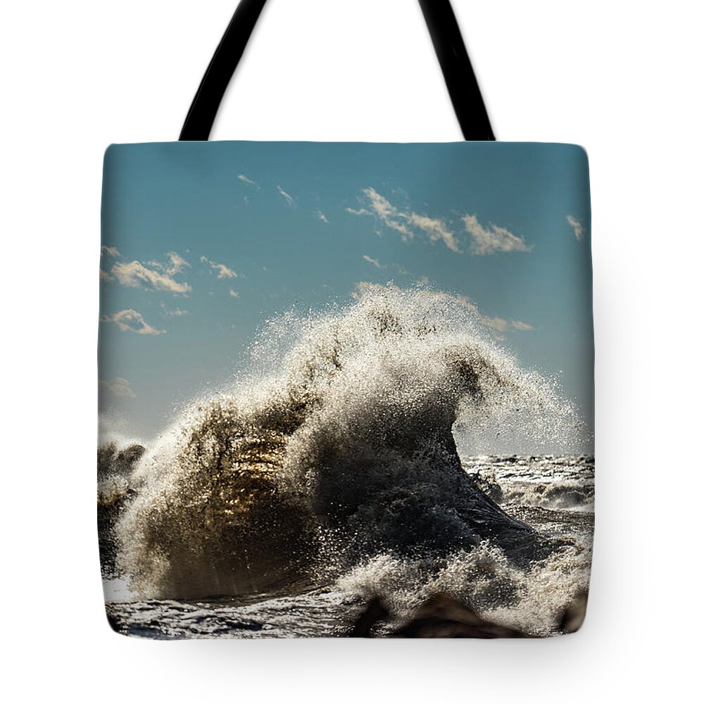 Lake Tote Bag featuring the photograph Lake Erie Waves #2 by Dave Niedbala