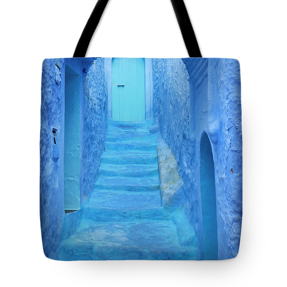 Estock Tote Bag featuring the digital art Morocco, Rif Mountains, Chefchaouen, Old Town #2 by Jan Wlodarczyk