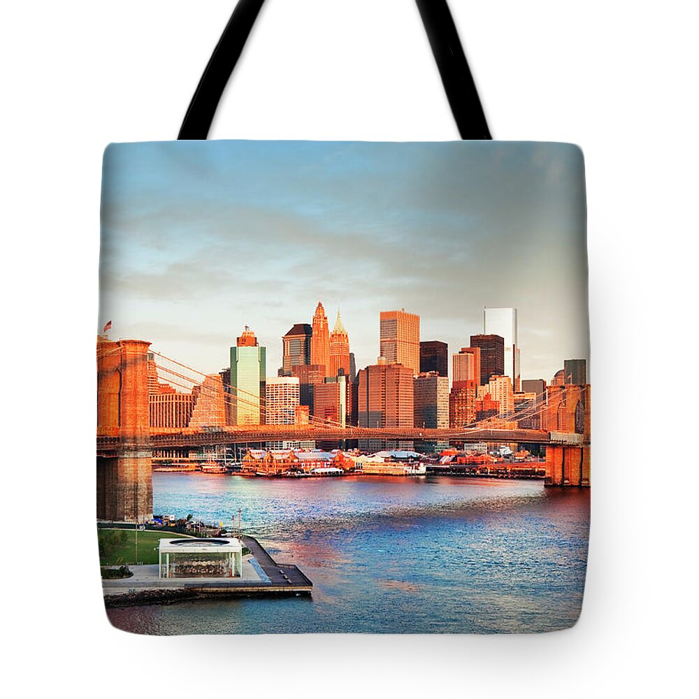 Estock Tote Bag featuring the digital art New York City, Downtown Manhattan #2 by Luigi Vaccarella