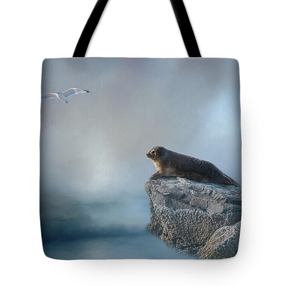 Seal Tote Bag featuring the photograph On The Rocks by Cathy Kovarik