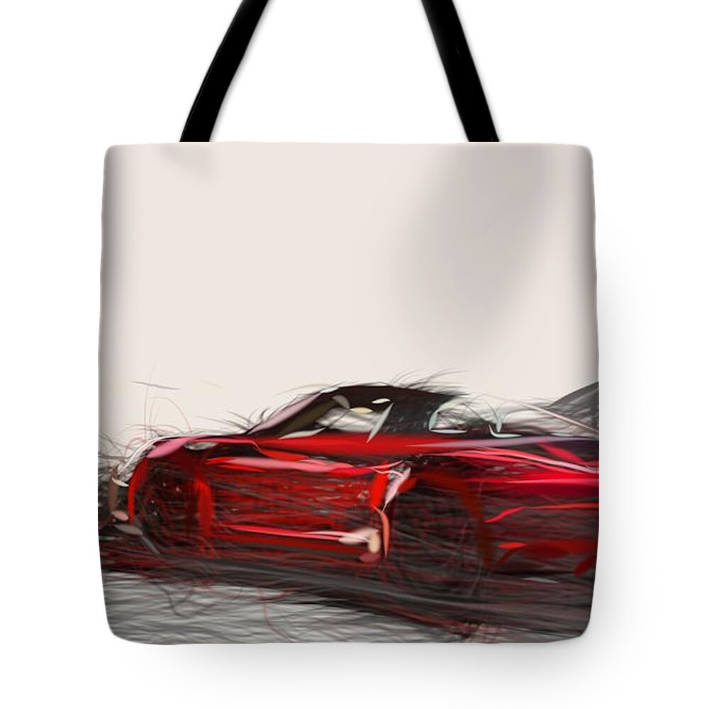Porsche Tote Bag featuring the digital art Porsche 911 GTS Drawing #3 by CarsToon Concept