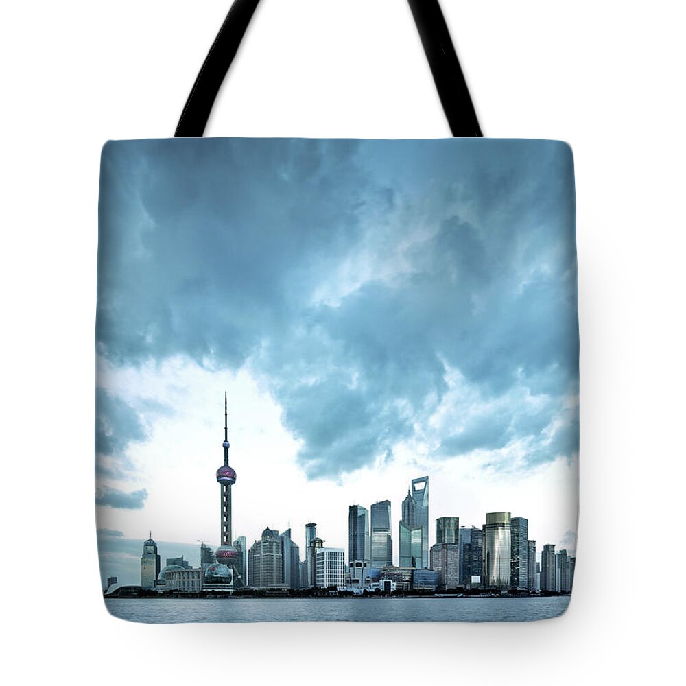 Chinese Culture Tote Bag featuring the photograph Shanghai Skyline #2 by Nikada