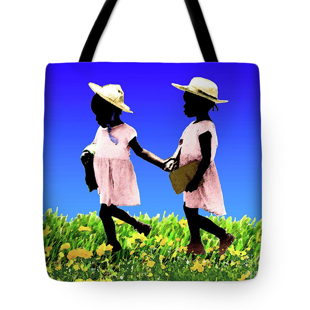 Figures Tote Bag featuring the digital art Sisters by Walter Neal