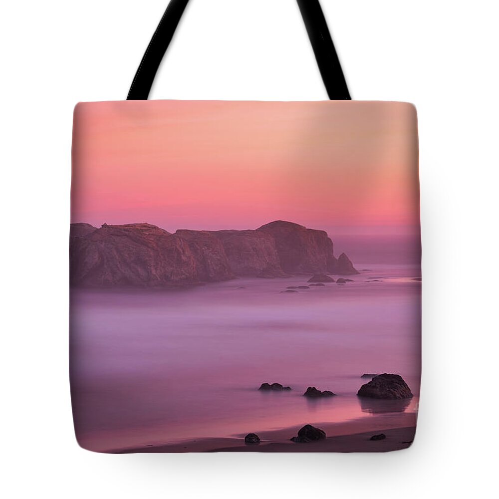 Bandon Beach Tote Bag featuring the photograph Tangerine Sunrise by Doug Sturgess