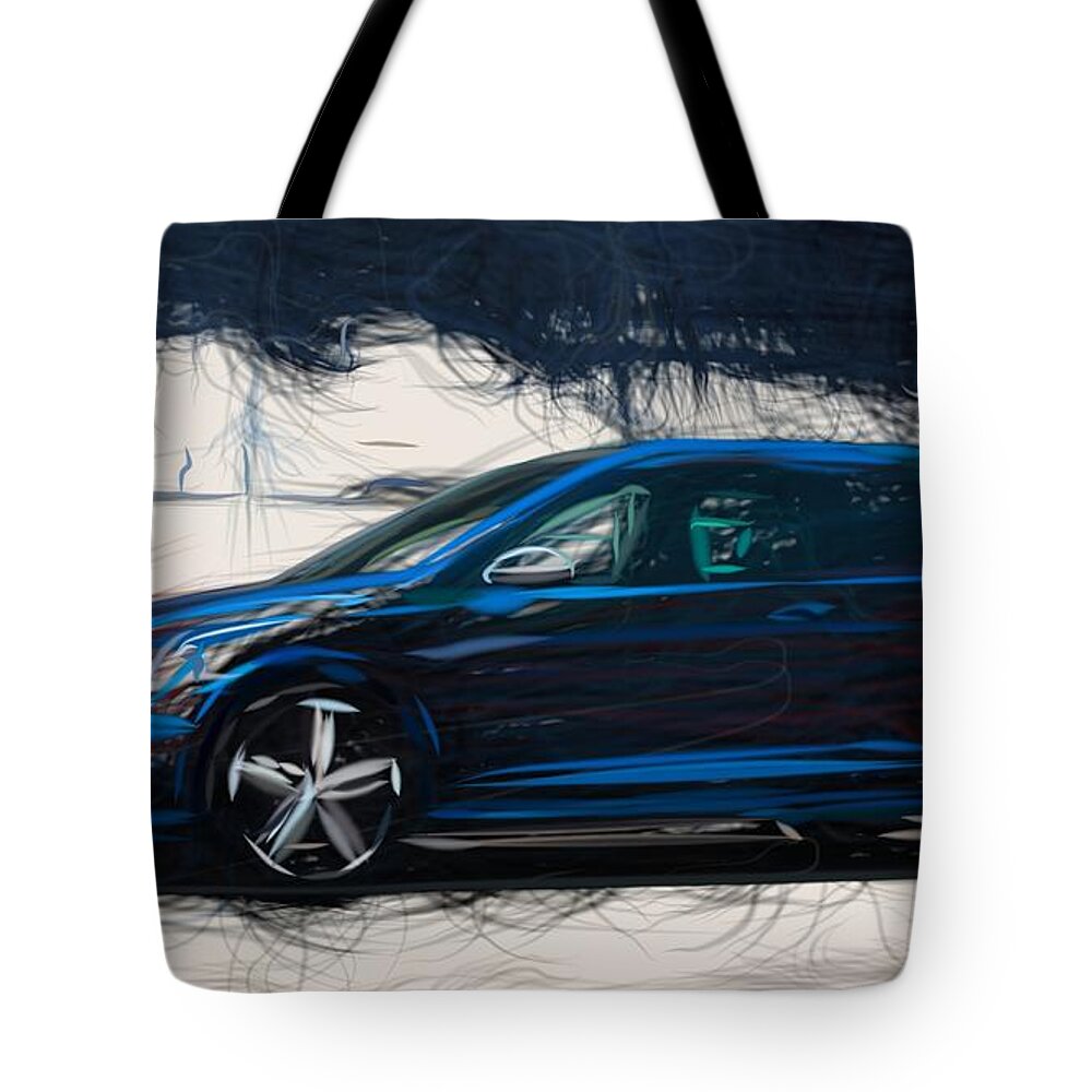 Volkswagen Tote Bag featuring the digital art Volkswagen Golf R Drawing #3 by CarsToon Concept