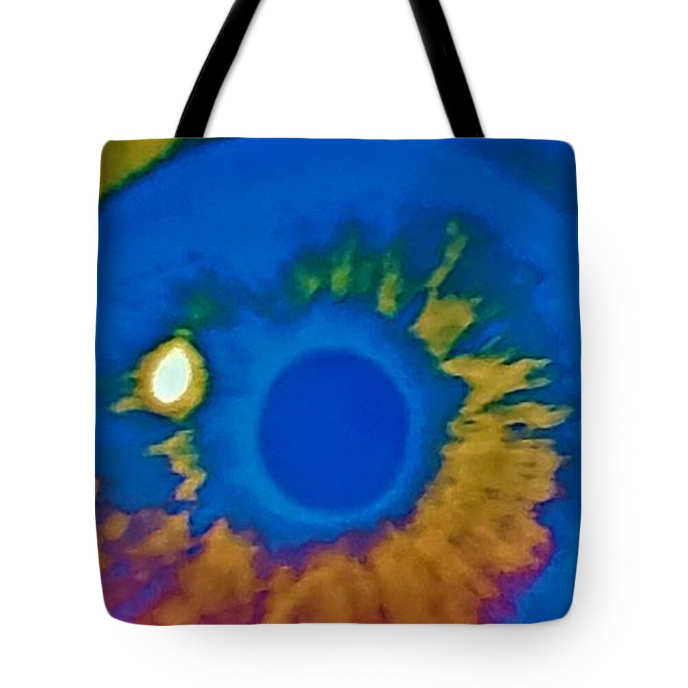 2001 A Space Odyssey Tote Bag featuring the photograph 2001 Eyeball Blue Golden by Rob Hans