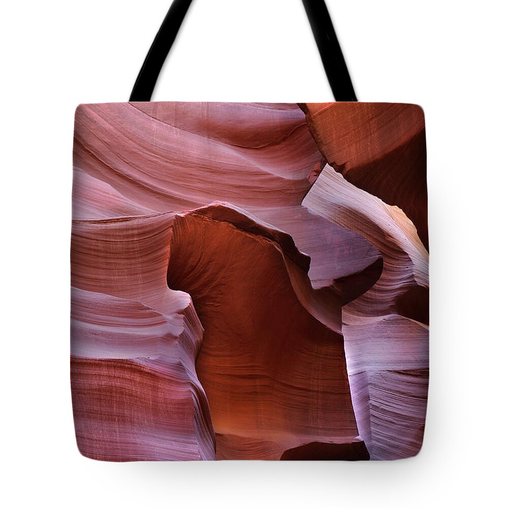 Antelope Canyon Tote Bag featuring the photograph Abstract Sandstone Sculptured Canyon #21 by Mitch Diamond