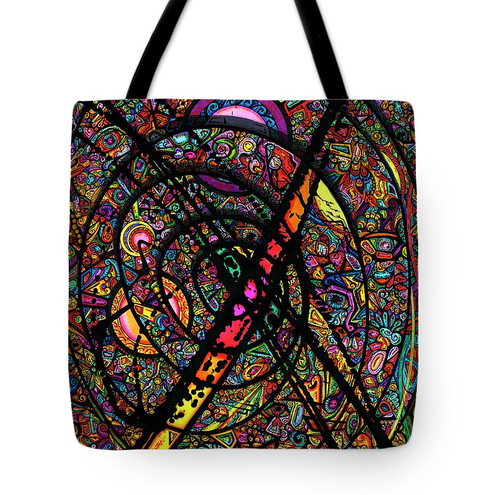 Abstract Tote Bag featuring the drawing 25 Faces by Joey Gonzalez