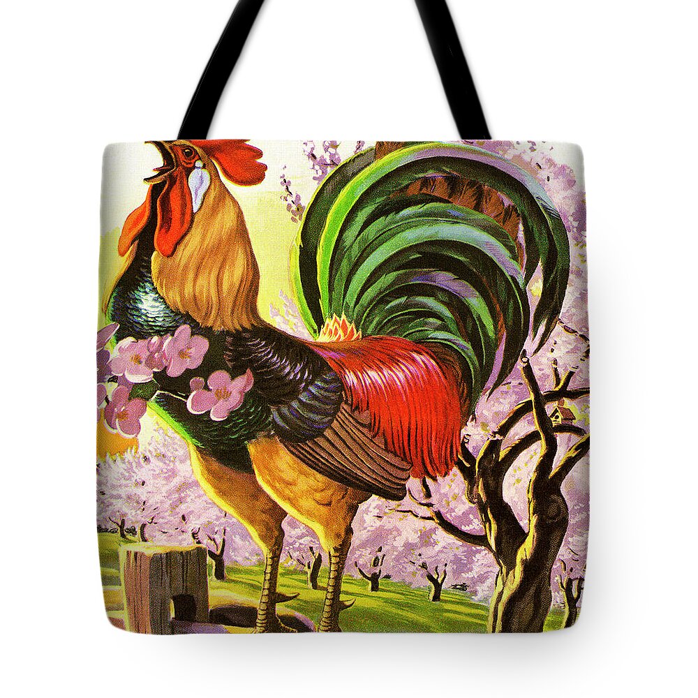 Agriculture Tote Bag featuring the drawing Rooster #25 by CSA Images