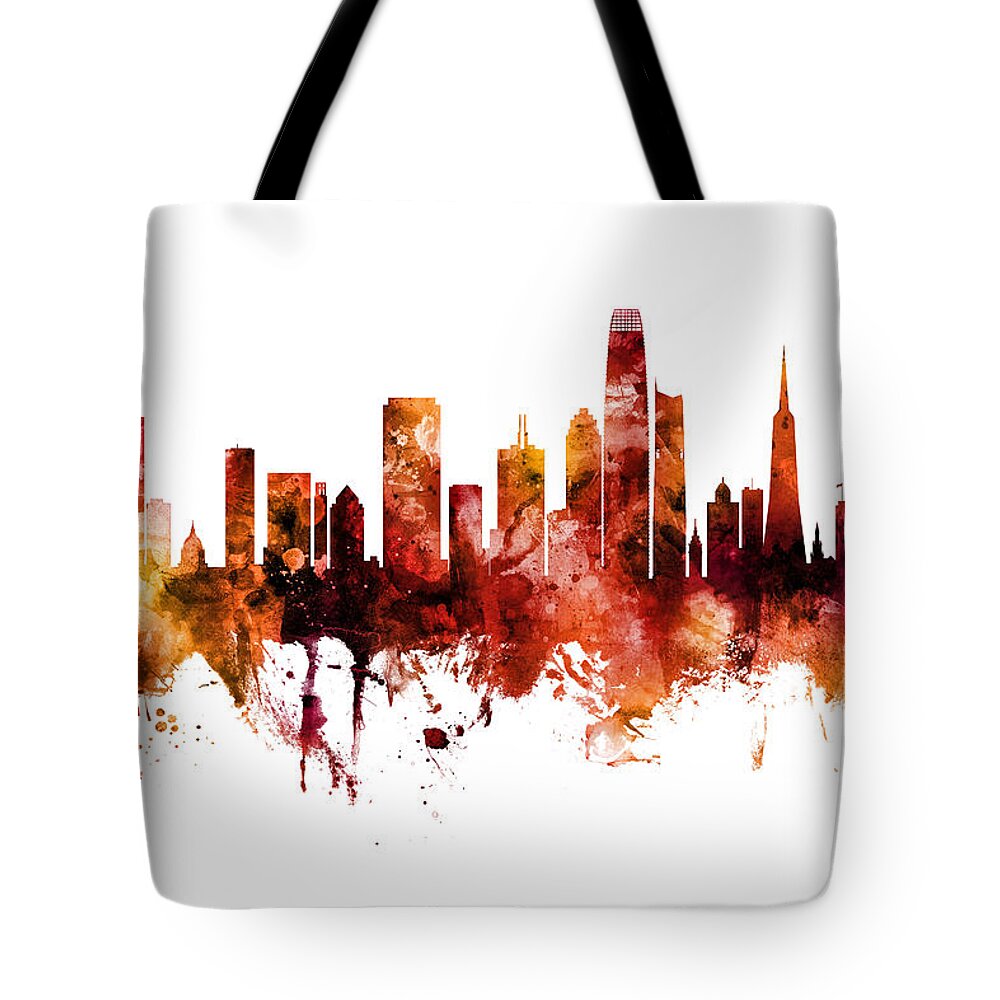 San Francisco Tote Bag featuring the digital art San Francisco City Skyline by Michael Tompsett