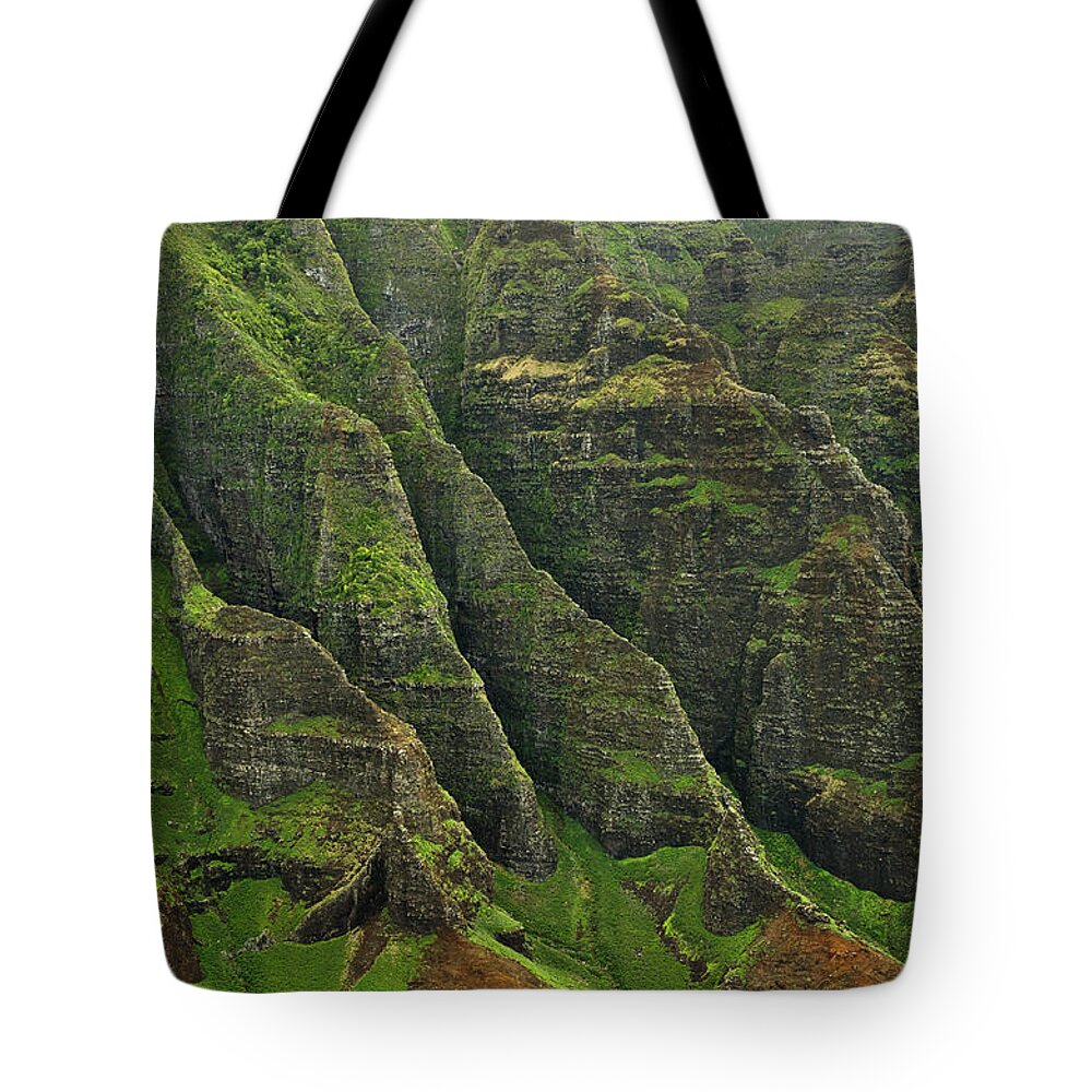 Scenics Tote Bag featuring the photograph Aerial View Of Na Pali Coast, Kauai #3 by Enrique R. Aguirre Aves