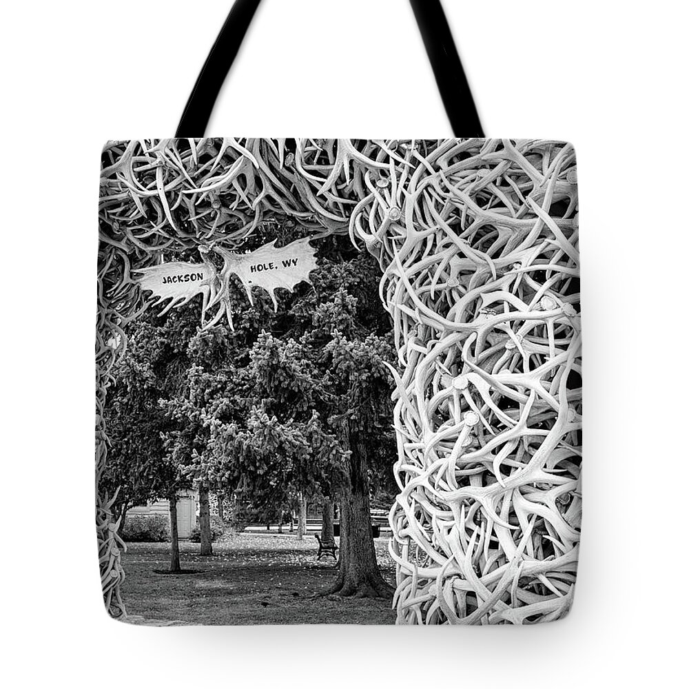Antler Arch Square Tote Bag featuring the photograph Antler Arch Jackson Hole #3 by Shirley Mitchell