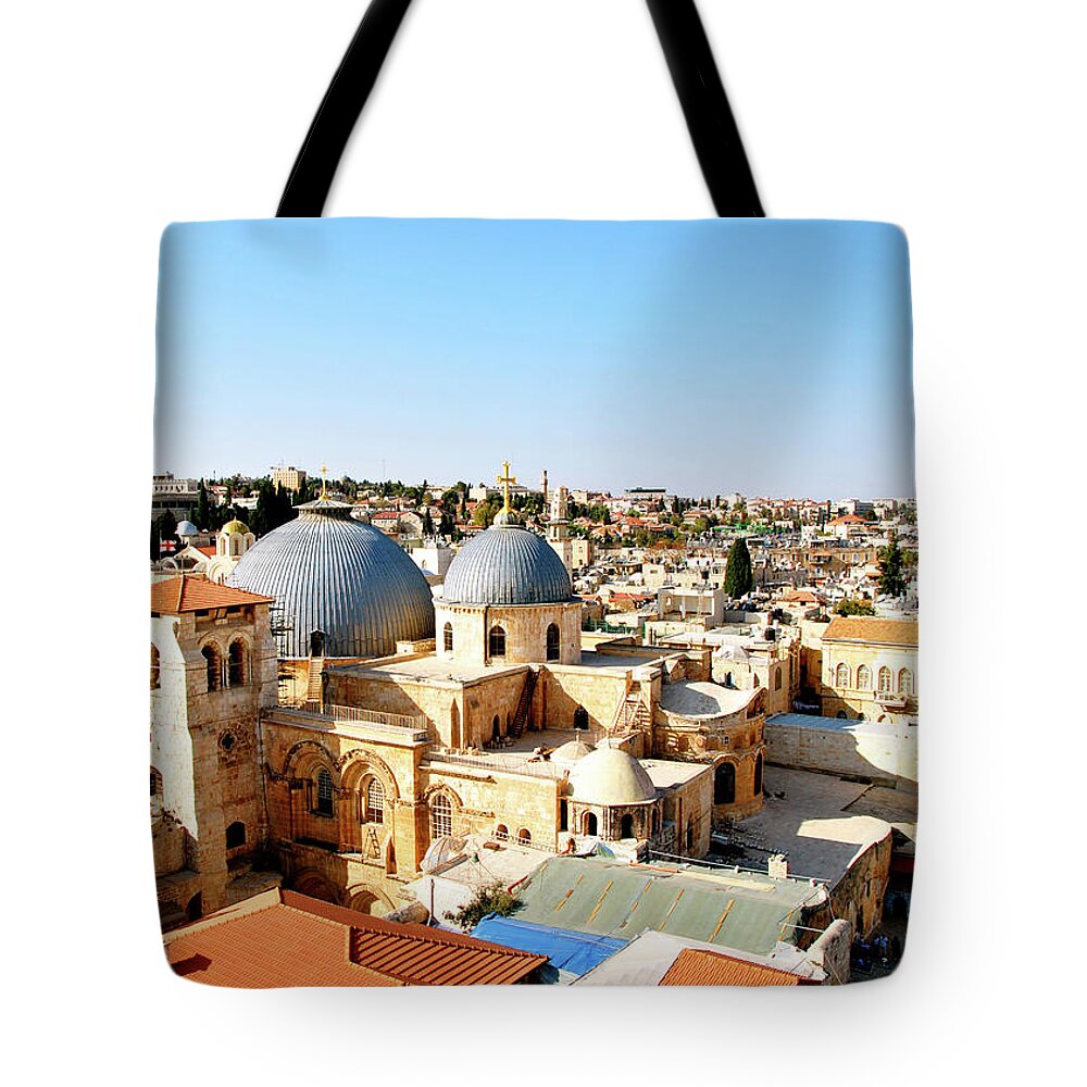 Jerusalem Tote Bag featuring the photograph Blue Domes #3 by Munir Alawi