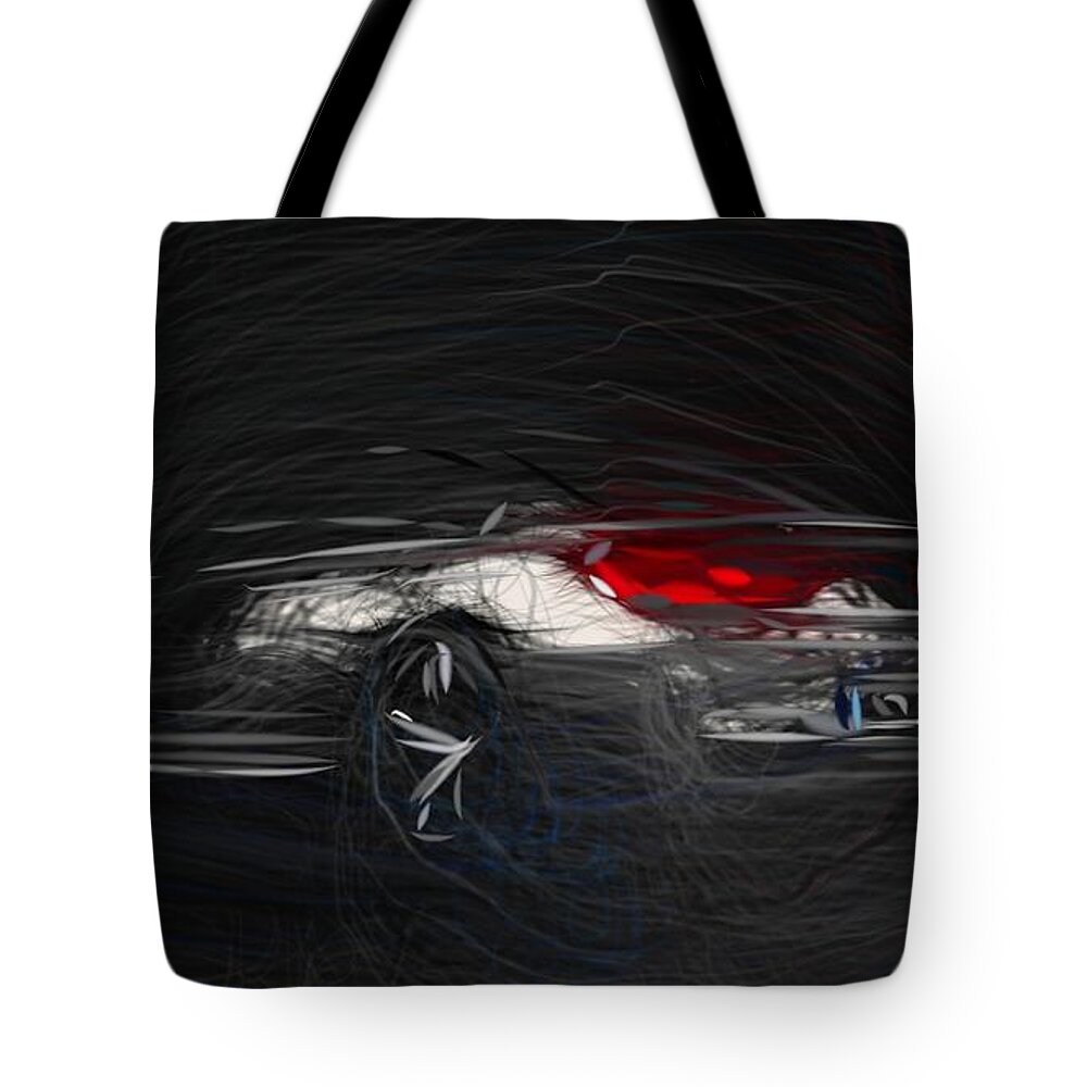Bmw Tote Bag featuring the digital art BMW M6 Gran Coupe Drawing #4 by CarsToon Concept