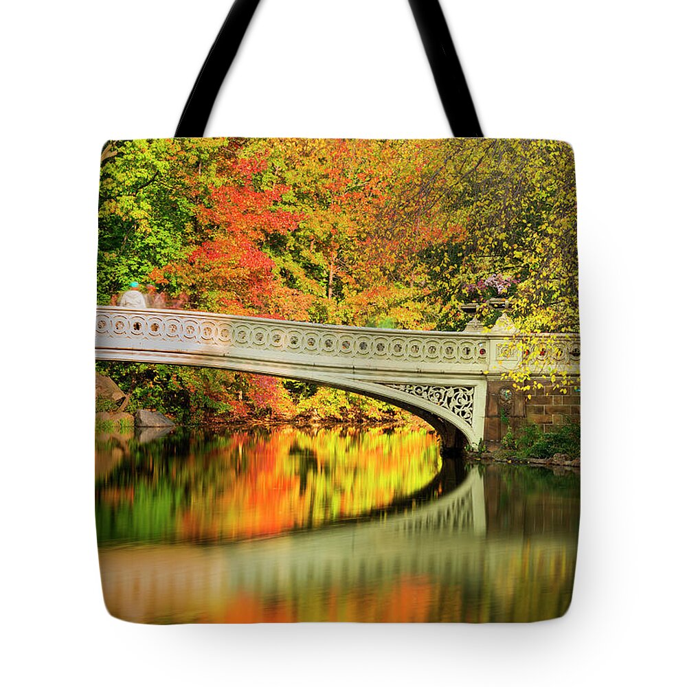 Estock Tote Bag featuring the digital art Bow Bridge In Central Park, Nyc #3 by Pietro Canali