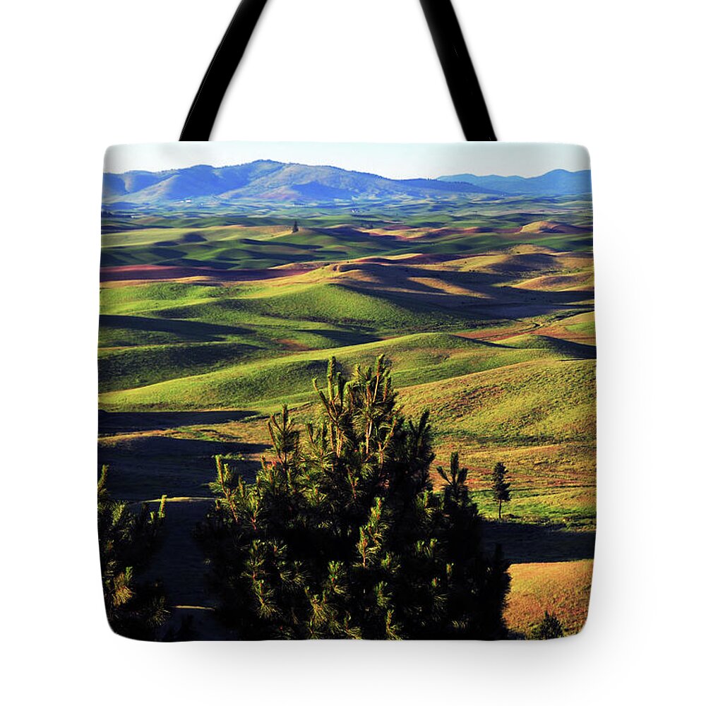 Tranquility Tote Bag featuring the photograph Colorful Farm Landscape Of Palouse #3 by Mitch Diamond