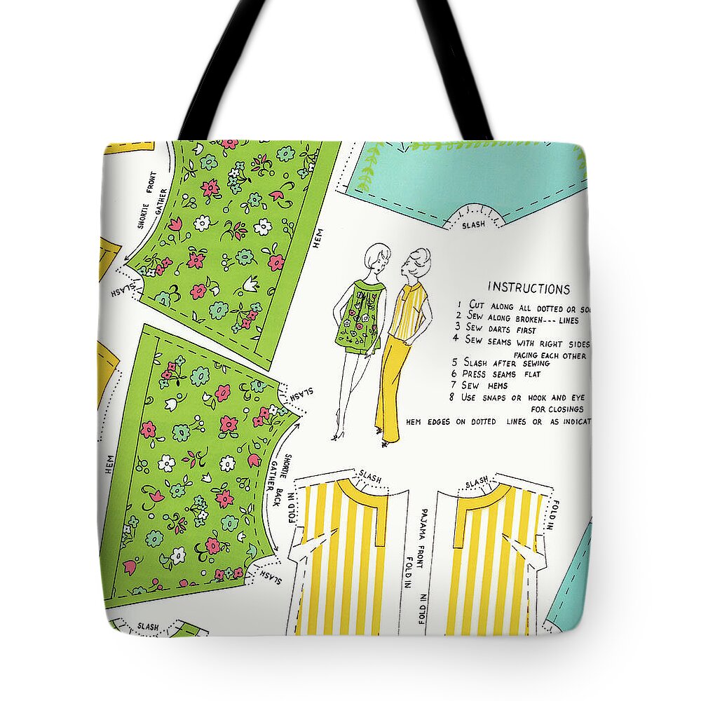 Alteration Tote Bag featuring the drawing Dressmaker's pattern #3 by CSA Images
