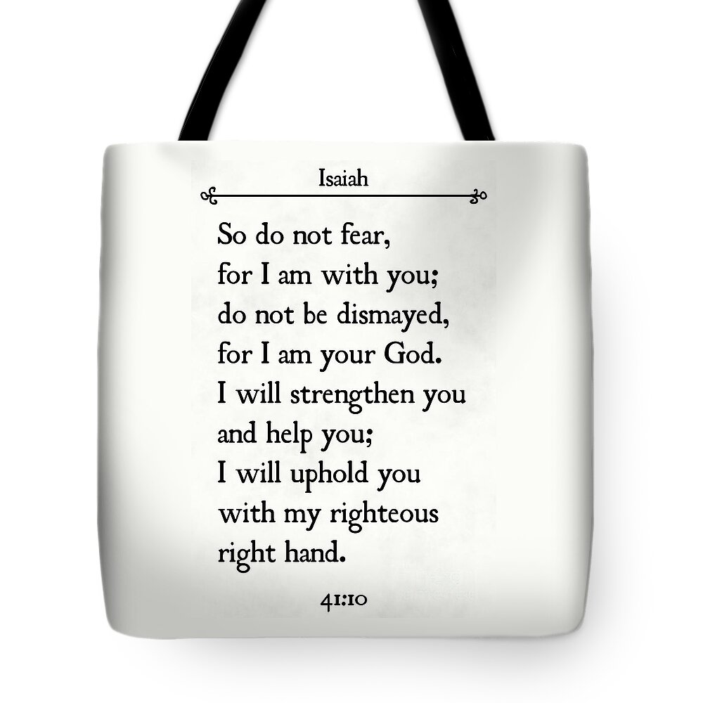 Isaiah Tote Bag featuring the painting Isaiah 41 10 - Inspirational Quotes Wall Art Collection #4 by Mark Lawrence