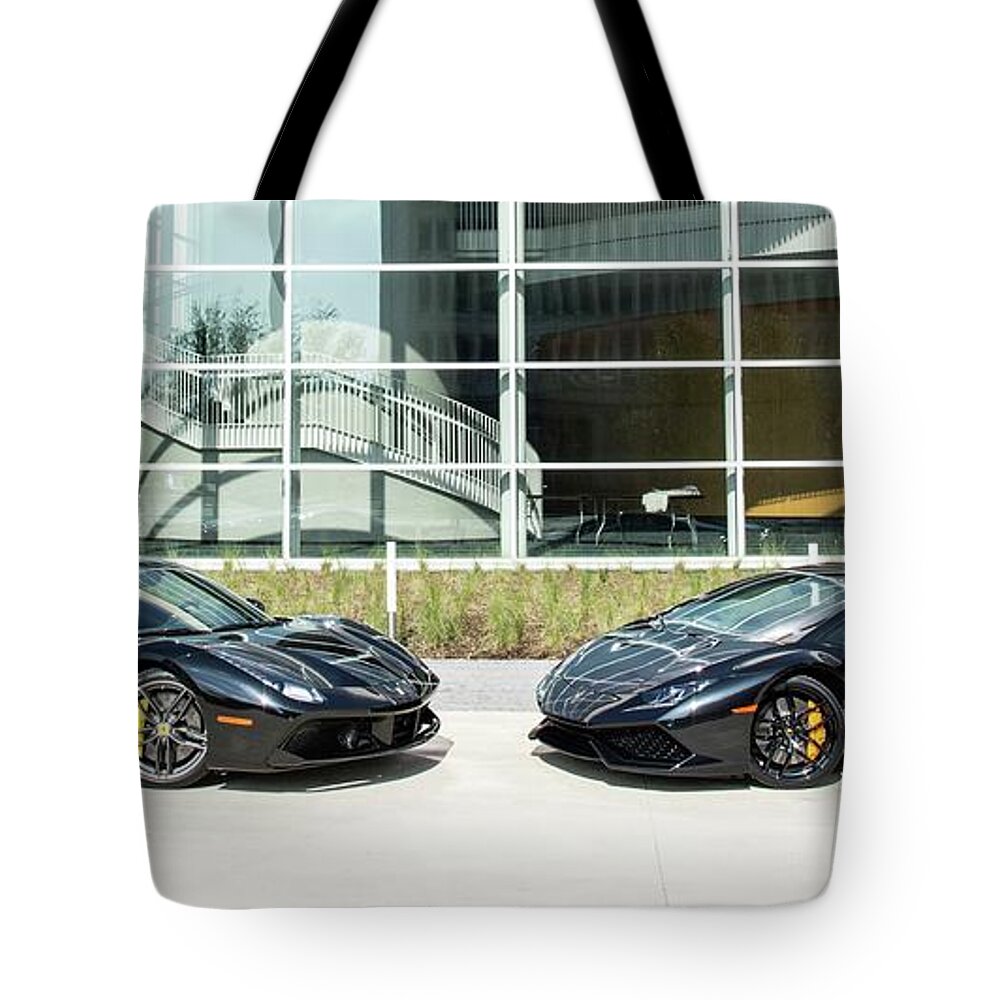 Ferrari Lamborghini Tote Bag featuring the photograph Italian Supercars #3 by Rocco Silvestri