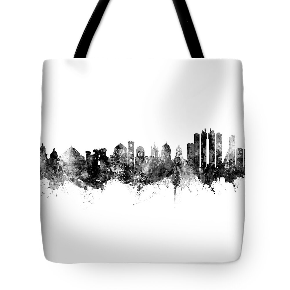 Naples Tote Bag featuring the digital art Naples Italy Skyline by Michael Tompsett