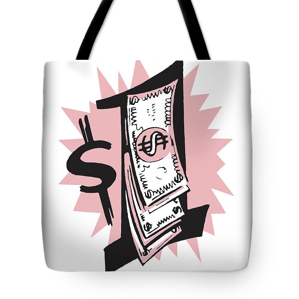 Asset Tote Bag featuring the drawing One Dollar #3 by CSA Images