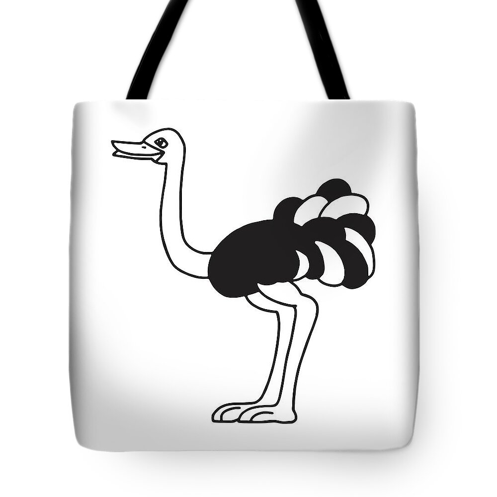 Animal Tote Bag featuring the drawing Ostrich #3 by CSA Images