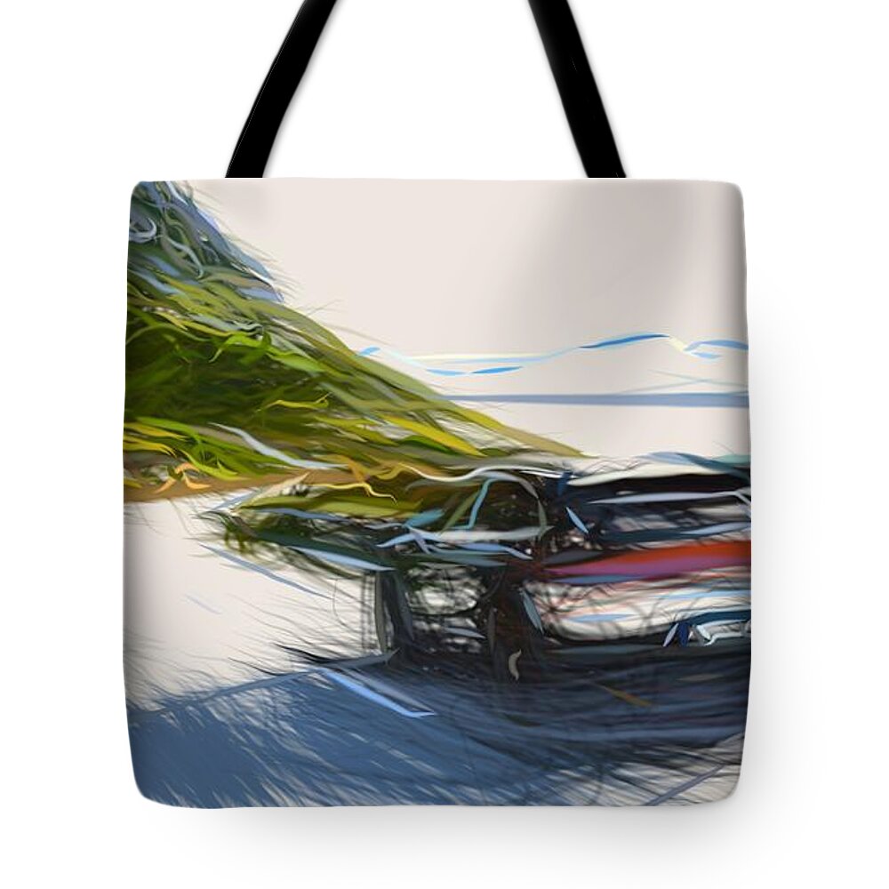 Porsche Tote Bag featuring the digital art Porsche Macan S Drawing #4 by CarsToon Concept