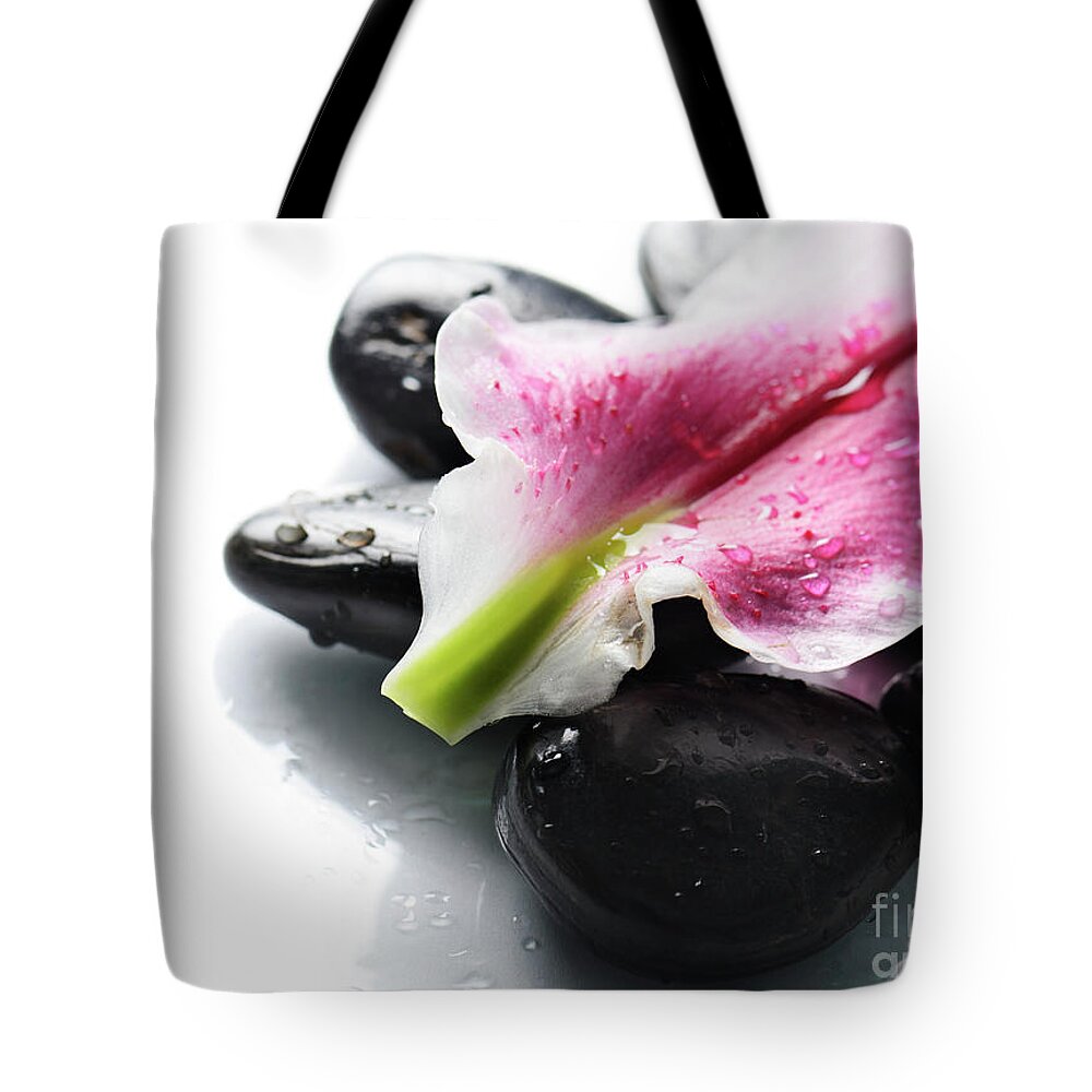 Spa Tote Bag featuring the photograph Spa concept with petal by Jelena Jovanovic