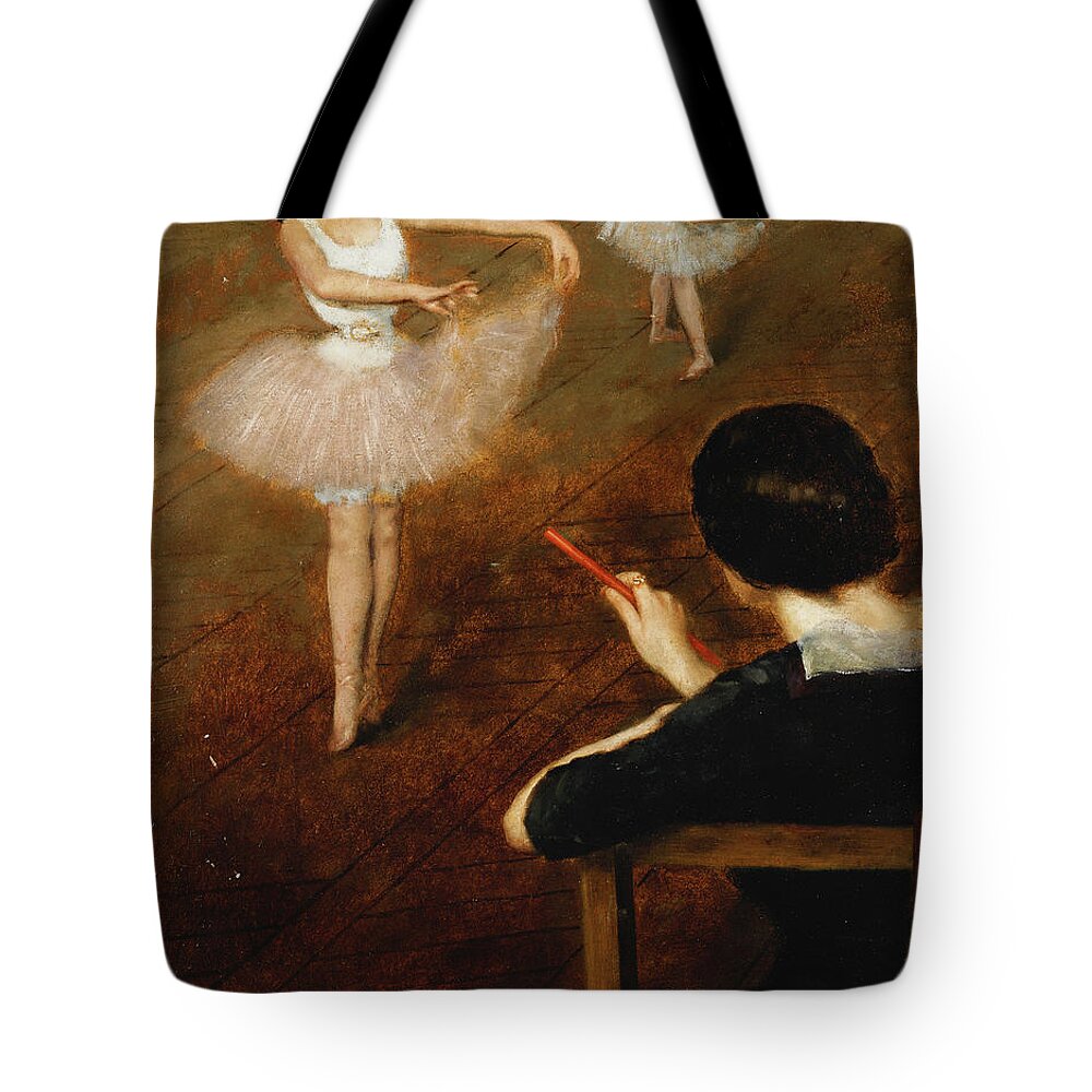 Ballet Tote Bag featuring the painting The Ballet Lesson by Pierre Carrier-belleuse