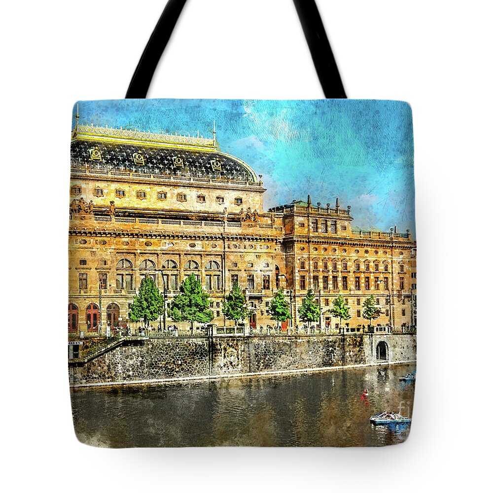 Praga Tote Bag featuring the digital art Praha city art #30 by Justyna Jaszke JBJart