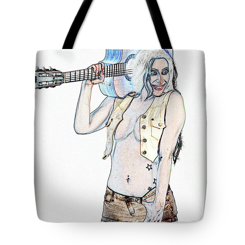 Watercolor Tote Bag featuring the photograph 306.1855 Guitar Model Watercolor #3061855 by M K Miller