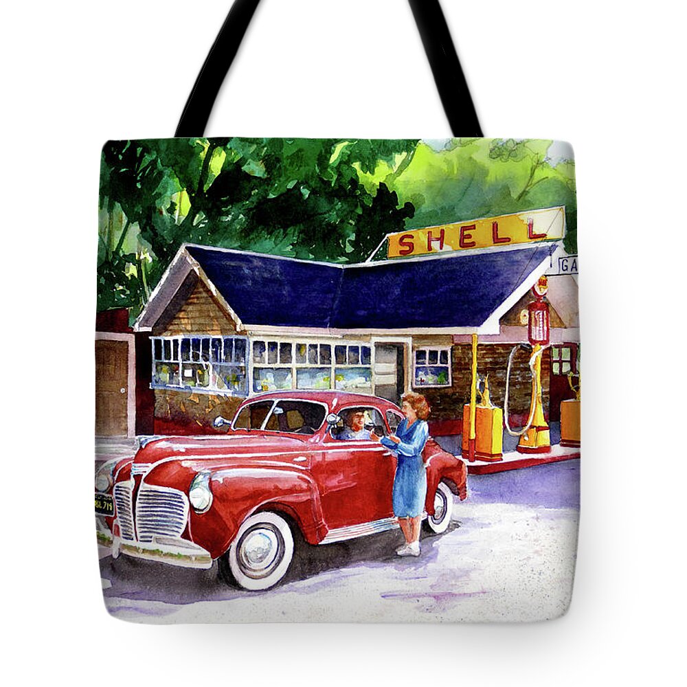 South Yuba River Tote Bag featuring the painting #332 Bridgeport Shell #332 by William Lum