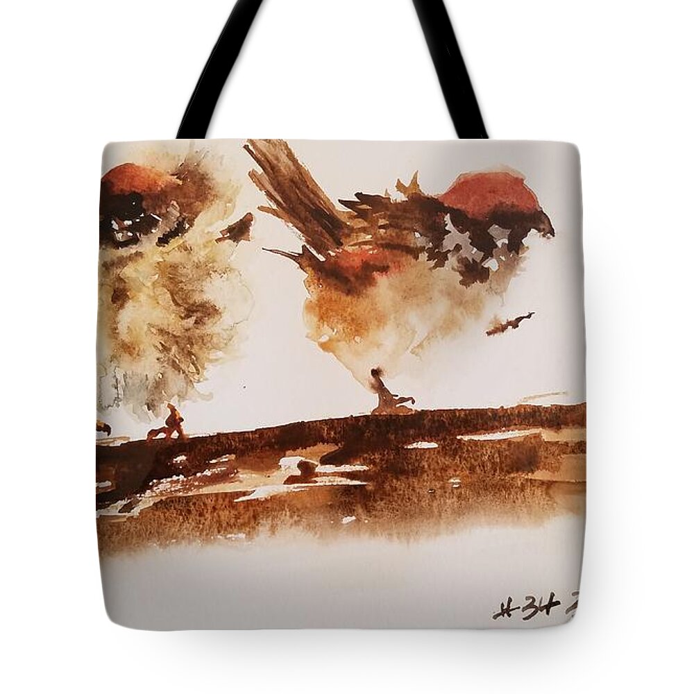 #34 2019 Tote Bag featuring the painting #34 2019 #34 by Han in Huang wong