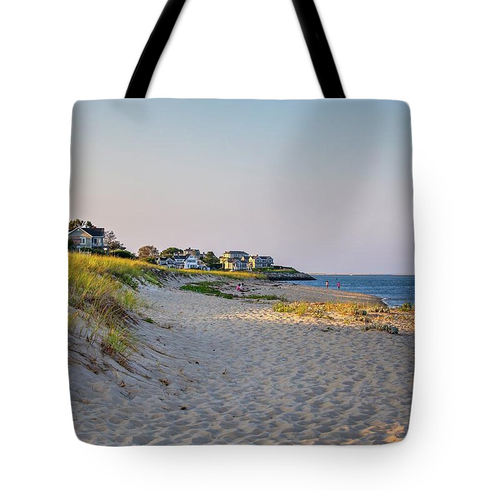 Estock Tote Bag featuring the digital art Beach & Homes, Chatham, Cape Cod, Ma by Lumiere