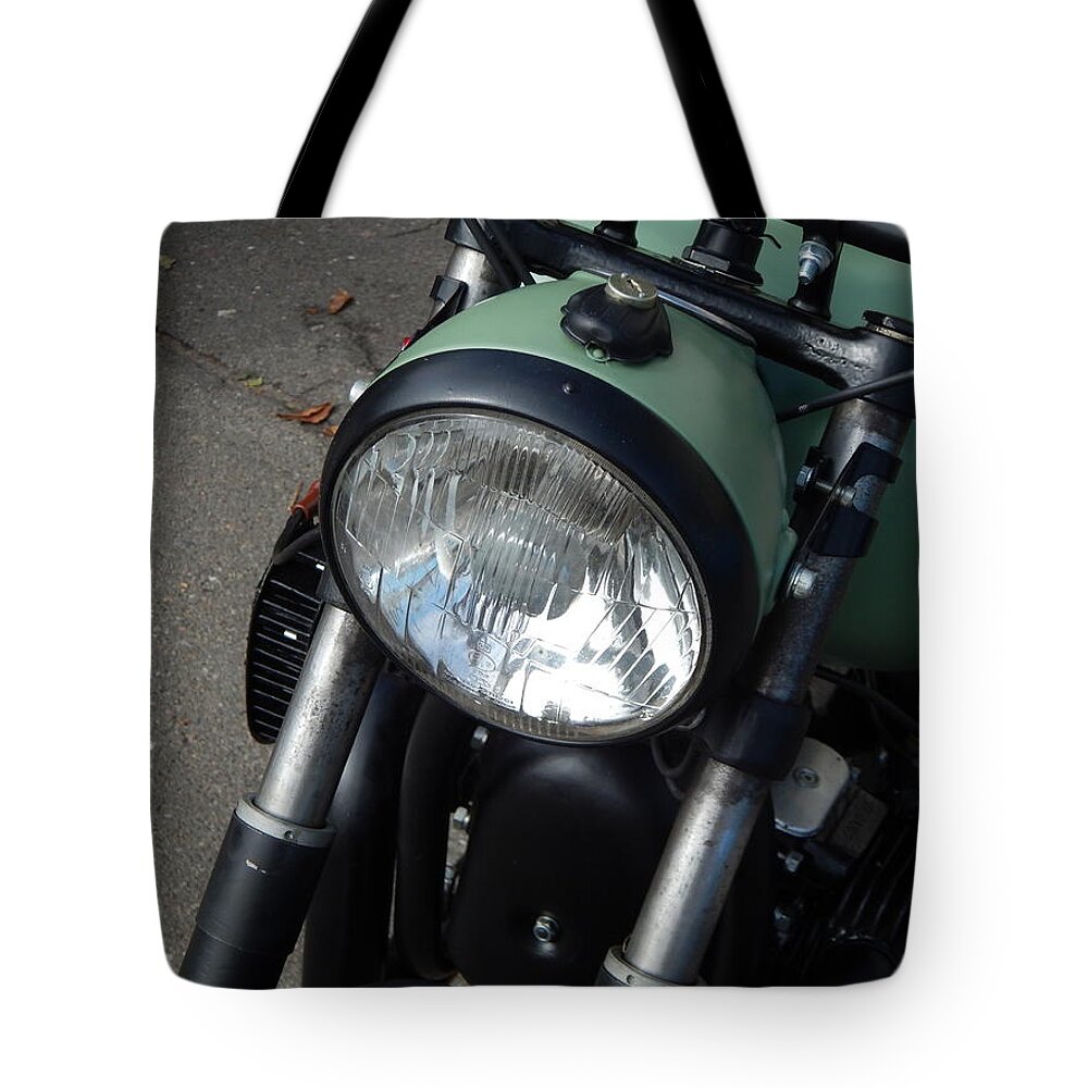 Engine Tote Bag featuring the photograph Retro motorcycle and bike antique parts and elements #4 by Oleg Prokopenko