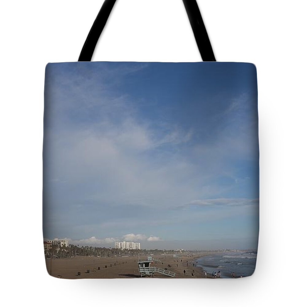 Beach Tote Bag featuring the photograph Santa Monica Beach, Santa Monica, California #4 by John Shiron