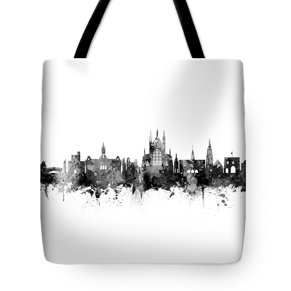 Winchester Tote Bag featuring the digital art Winchester England Skyline by Michael Tompsett
