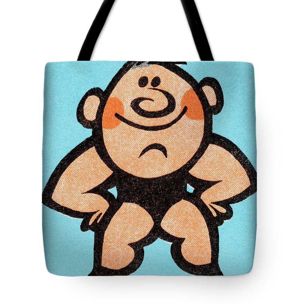 Action Tote Bag featuring the drawing Wrestler #4 by CSA Images