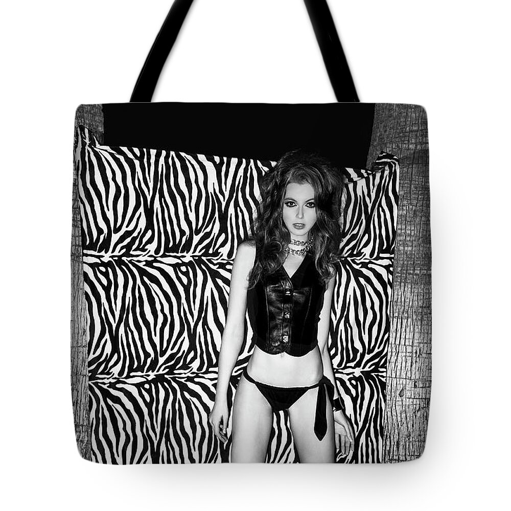 Top Artist Tote Bag featuring the photograph 4258 Model Shantia Zebra Party Scottsdale Arizona IVCCLVIII by Amyn Nasser