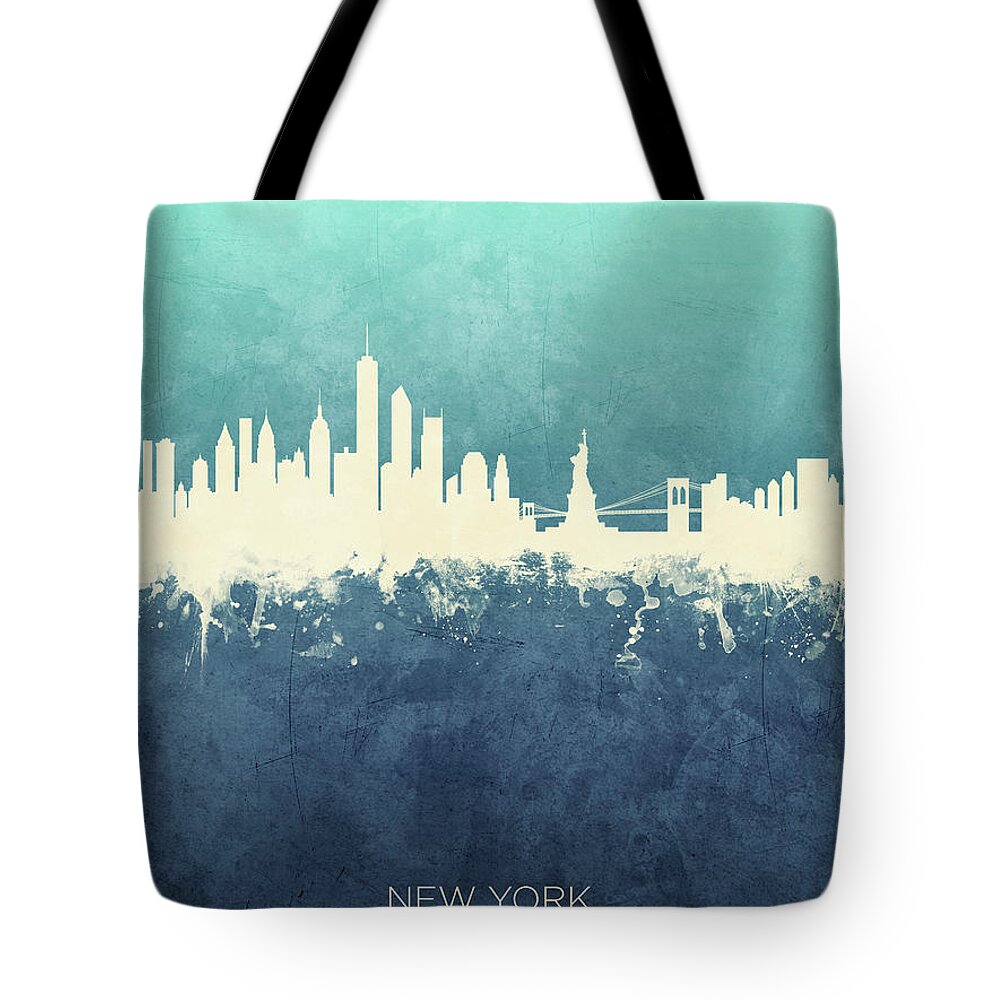 New York Tote Bag featuring the digital art New York Skyline by Michael Tompsett